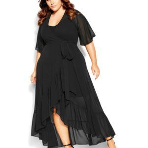 City Chic Wrap Flutter Maxi Dress in S (16)
